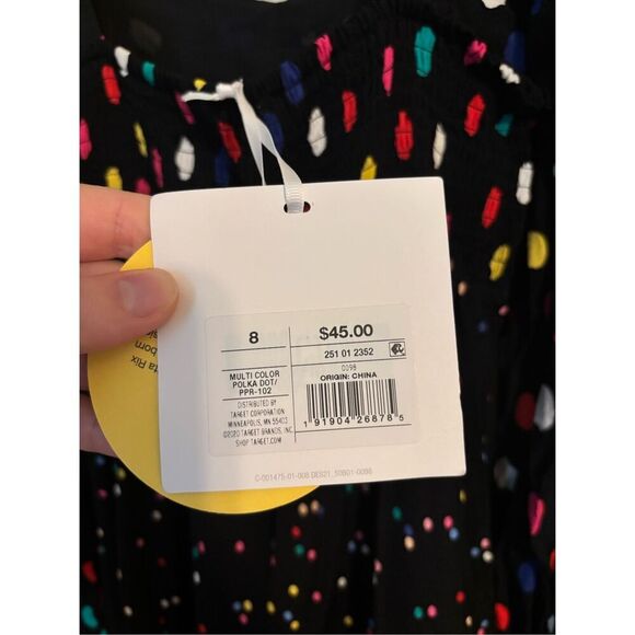 Rixo for Target Polkadot Swing Dress SZ 8 Retro Puff Sleeve Sweetheart Neckline - Picture 7 of 11